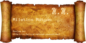 Miletics Mátyás névjegykártya