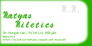matyas miletics business card